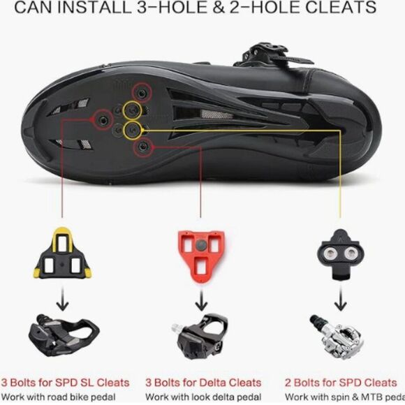 Kyedoo Cycling Shoes Road Bike Racing Biking Shoe Delta Cleats Men Size 11 (45) - Picture 4 of 13